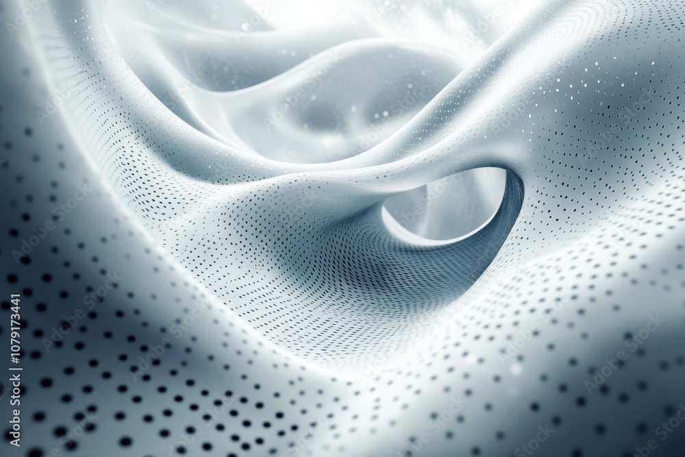 Poster flowing white fabric with intricate patterns evokes tranquility and lightness