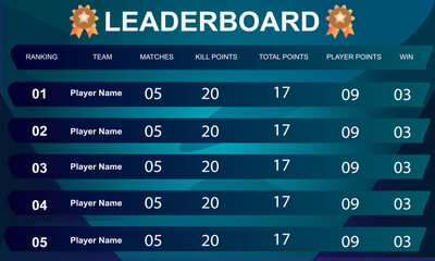  colorful game leaderboard with abstract background vector template