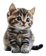 Fototapeta premium PNG Cute tabby kitten sitting on a white background