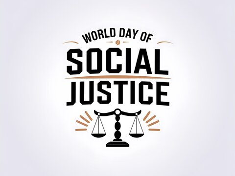 World Day of Social Justice Graphic Design with Scales of Justice - Powered by Adobe