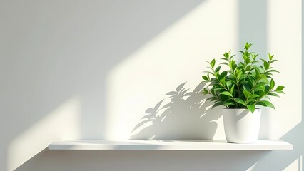 Green indoor plants on a white wall background