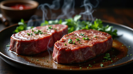 Freshly cooked meat for a carnivorous diet.