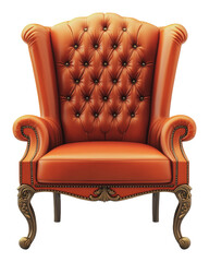 PNG Ornate orange tufted chair