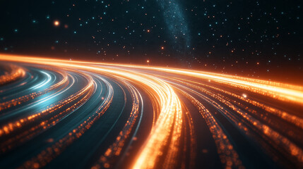 Cosmic Pathways of Time Futuristic Space Superhighway with Wormholes, Stars, and Celestial Phenomen