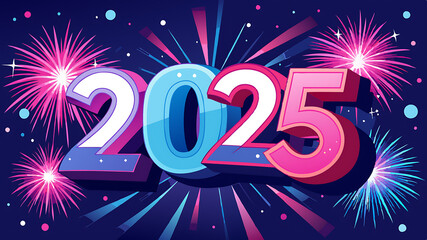 New year 2025 fireworks celebration design.