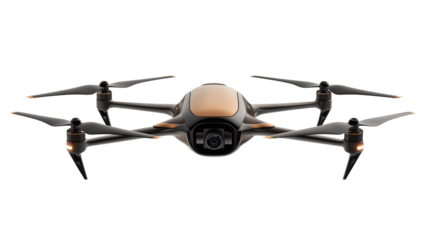 Modern drone with camera, front view