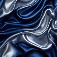 Obraz premium A close-up of luxurious blue satin fabric, showcasing its smooth texture and elegant drapes, ideal for fashion and upholstery designs.