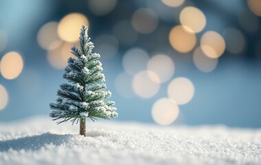Obraz premium Winter Wonderland with Miniature Lit Christmas Tree