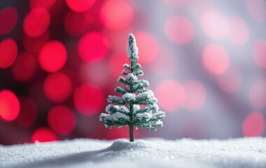 Obraz premium Peaceful Snowy Setting with Lit Christmas Tree
