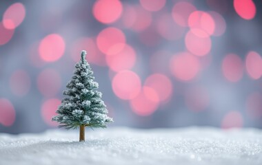 Obraz premium Tranquil Winter Scene with a Lit Christmas Tree