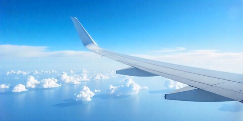 the wing of an airplane with the blue sky in the background