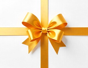 Fototapeta premium a white gift box with a gold ribbon on a white background.