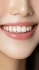 Fototapeta premium Bright smile of a young woman showcasing healthy teeth and lips