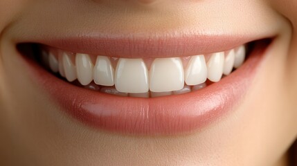 Obraz premium Bright and healthy smile close-up showcasing perfect teeth and lips