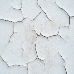 Fototapeta premium Cracked white wall texture highlights wear and aging effects