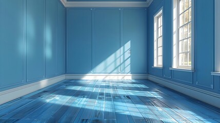 Fototapeta premium Blue Room Interior Design 3D Illustration