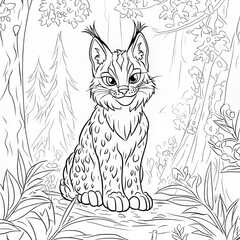 Naklejka premium A cute cartoon lynx ready for coloring