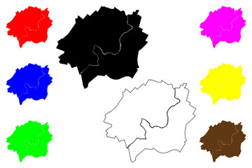 Waynesboro city County, Commonwealth of Virginia (Independent city, U.S. county, United States of America, USA, U.S., US) map vector illustration, scribble sketch Flack map