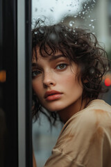 Portrait of a beautiful young woman in the city