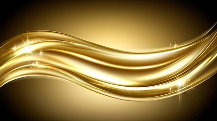 Shimmering Golden Waves with Sparkle Highlights on a Smooth Background for Elegant and Luxurious Design Elements