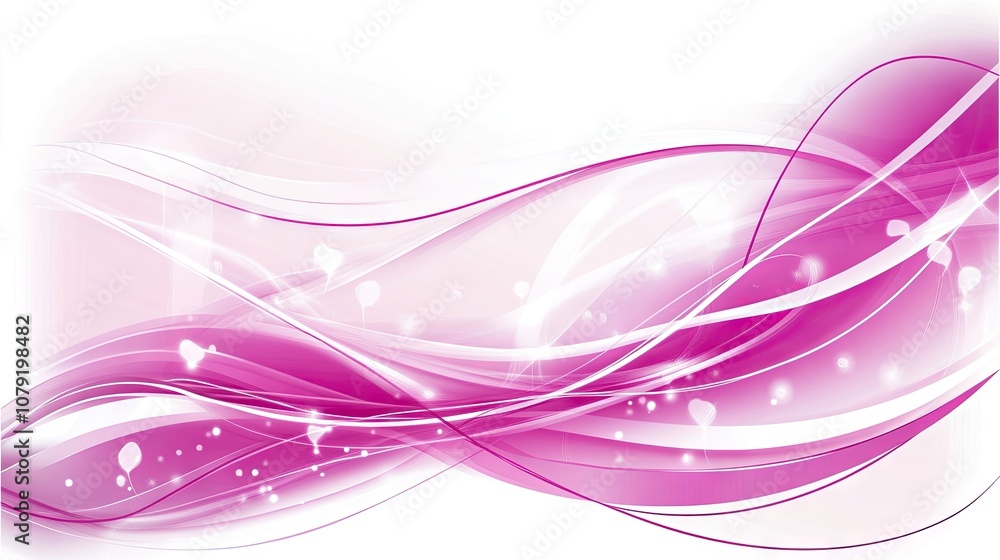 Poster elegant pink abstract background with flowing lines and soft curves, featuring delicate bokeh effect