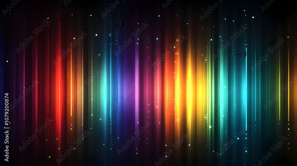 Poster abstract background with colorful vertical stripes and sparkling glitter.