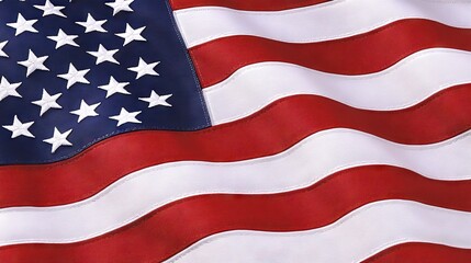 Obraz premium Waving American Flag with Stars and Stripes, Symbolizing Patriotism and Freedom, Ideal for National Holidays, Events, and Celebrations Representing the United States of America