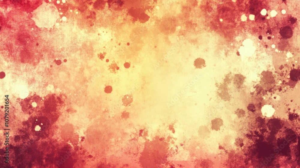 Aufkleber Abstract grunge texture with warm red, orange, and yellow tones creating a vibrant and dynamic background with splatters and soft gradients for artistic design projects.