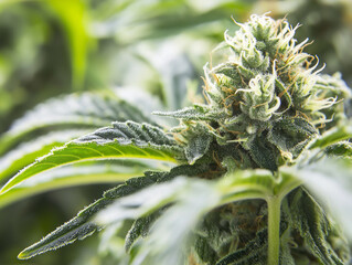 Close-up of medical marijuana buds, highlighting their rich texture and trichomes, perfect for cannabis product visuals or medicinal marijuana content.