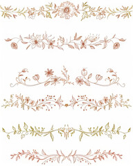 Set of  Floral Border Illustrations