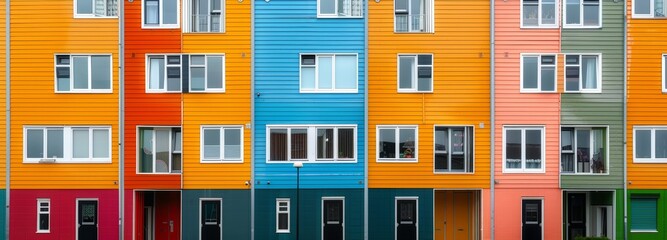 cityscape of colored buildings