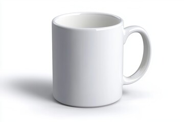Fototapeta premium Minimalistische weiße Kaffeetasse Porzellan Tasse für Kaffee Tee schlichtes Design Moderne Tasse Fotografie weißer Hintergrund Dekoration Büro Küchendekor Geschenkidee für Kaffeeliebhaber