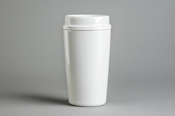 Schlanker weißer Reisebecher mit Deckel minimalistisches Design Kaffeebecher to go isolierter Trinkbecher für unterwegs modernes elegantes Trinkgefäß für Kaffee Tee Büro und Alltag