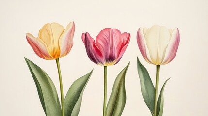 Three Tulips in Bloom
