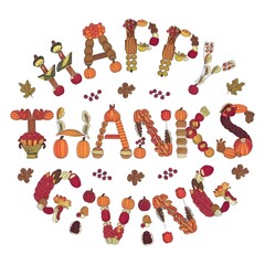 Happy Thanksgiving typography styles on a white background.
