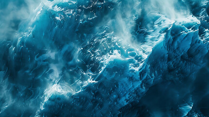 Aerial View of a Majestic Glacier in Iceland, Revealing Its Vast, Frozen Landscape and Stunning Natural Beauty Amidst Rugged Terrain and Snow-Capped Peaks