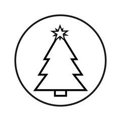 Christmas tree icon, Xmas symbol, flat design template, vector illustration