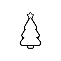 Christmas tree icon, Xmas symbol, flat design template, vector illustration