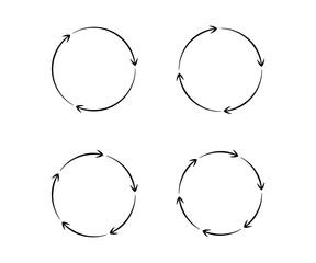 Ręcznie rysowane koło ze strzałkami. Diagram kołowy. Ilustracja wektorowa.