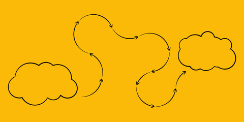 Ilustracja wektorowa kreatywnego myślenia, planowania, dochodzenia do pomysłu krok po kroku. Prezentacja biznesowa. © Monika