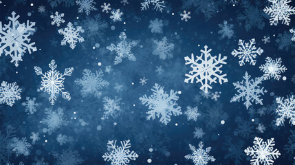 snow falling on blue background