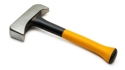 Hammer with yellow and black handle isolated on a white background