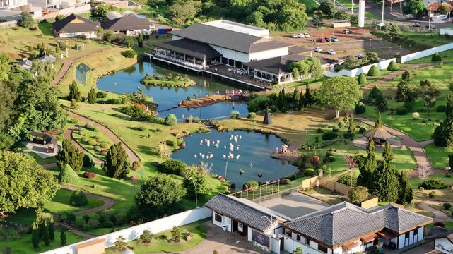 Vista A&eacute;rea da cidade de Maring&aacute;, Parana, Brasil. Parque do Ing&aacute; em Maring&aacute;.