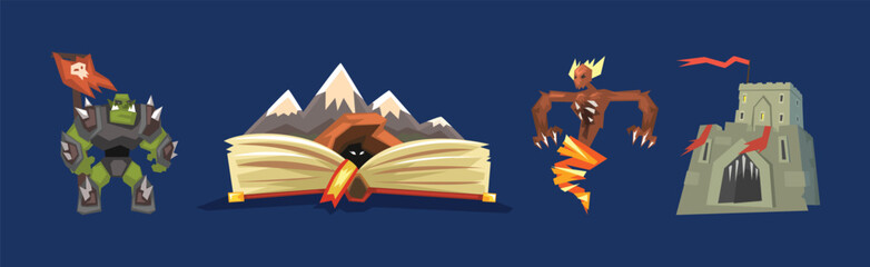 Playing Game Asset and Object Collection Vector Set