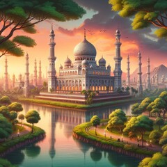 Naklejka premium mosque wallpaper,Islamic mosque 