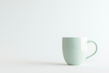 Obraz premium Minimalistische grüne Kaffeetasse Porzellan Tasse für Kaffee Tee modernes Design Fotografie weißer Hintergrund stilvolle Tasse Dekoration Büro Küchendekor Geschenkidee für Kaffeeliebhaber
