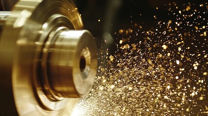 Creating American Precision - Skilled Craftsman Using Lathe to Shape Metal with Intense Focus and Flying Shavings
