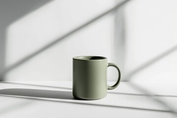Minimalistische grüne Kaffeetasse Porzellan Tasse für Kaffee Tee modernes Design Fotografie weißer Hintergrund stilvolle Tasse Dekoration Büro Küchendekor Geschenkidee für Kaffeeliebhaber
