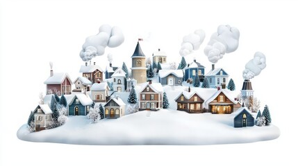 Cozy winter village under a blanket of snow.