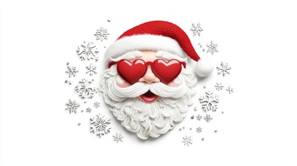 Playful Santa with heart-shaped sunglasses.